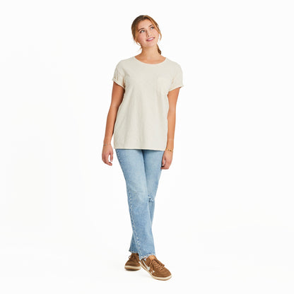 Women's Solid Slub Easy Fit Pocket Tee